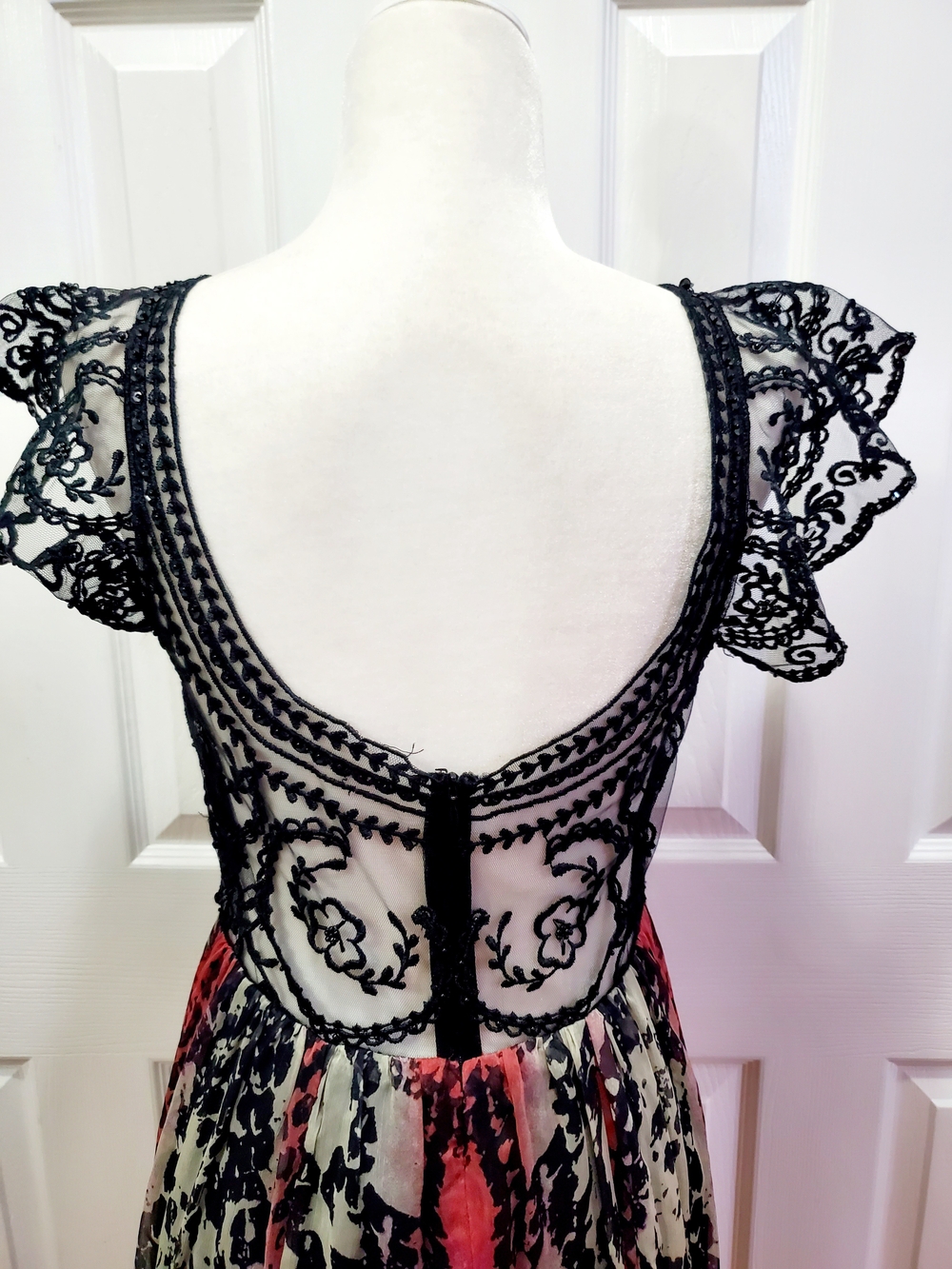 Free People Lace Maxi Dress Boho Open Back Festival Whimsigoth Fairy Size 8 - Picture 4 of 15